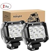 Nilight - 60001F-B Led Pods 2PCS 18W 1260LM Flood Led Off Road Lights Super Bright Driving Fog Li...