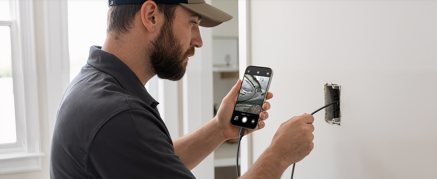 DEPSTECH Endoscope Camera with Ligh Dual Lens Inspection Borescope for iPhone &amp;amp;amp; Android