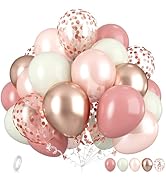 Dagelar Dusty Pink Boho Blush Balloons, Metallic Rose Gold Retro Pink Ivory White Balloon, Nude C...