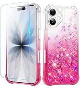 Ruky for iPhone 17 Case, with Screen Protector Glitter Sparkle Flowing Quicksand Waterfall Flexib...