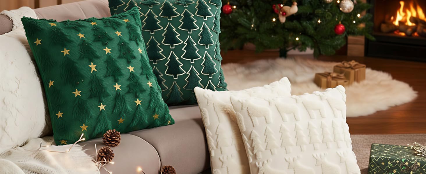 Christmas throw covers green