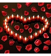 Tea Light, 50 Pack Flameless LED Tea Lights Candles Flickering red 200+ Hours Battery-Powered Tea...