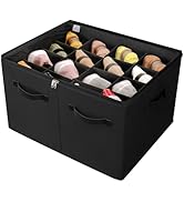 TOPIA HOME Shoe Organizer for Closet, Foldable Shoe Box with Adjustable Dividers and Clear Cover,...
