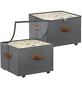 Foyego Shoe Organizer for Closet, 2 Pack Shoe Storage Organizer with Wheels and Adjustable Divide...
