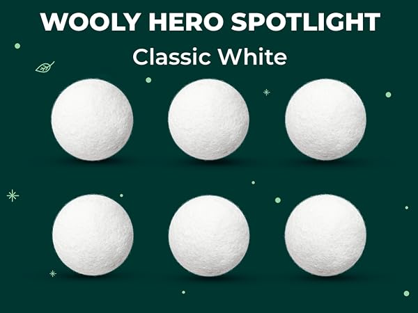 Wool dryer balls set displayed in a row for eco-friendly laundry care