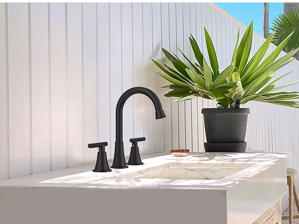 Matte Black Bathroom Sink Faucet Bathroom Faucets for Sink 3 Hole Faucet for Bathroom Sink Vanity RV