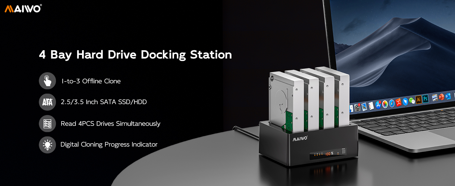 4 bay 2.5 3.5 inch sata hard drive hdd ssd cloner duplicator docking station to usb 3.0 adapter