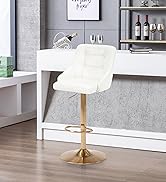 Brage Living Swivel Bar Stool with Back, Adjustable PU Leather Tufted Barstool, Upholstered Count...
