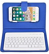 ELIATER Portable Bluetooth Keyboard with Leather Case Cover with for 4.5''-6.8'' iOS, Android and...