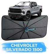 Car Windshield Sun Shade for Chevrolet Silverado 1500 2019-2026 –[Reflective Coated Fabric] Sunsh...