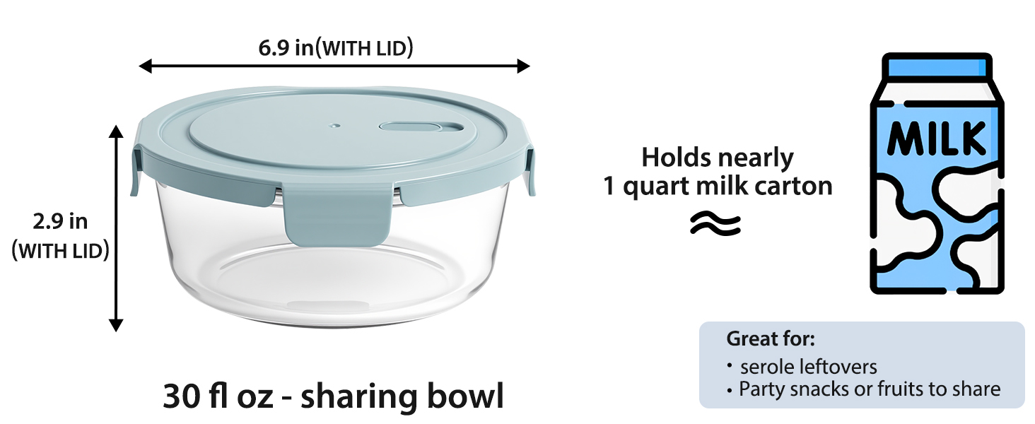 30oz glass lunch containers with lids