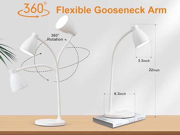 Desk Lamp for Office LED Desk Light USB Charging Ports Bedside Table Lamp for College Dorm Room