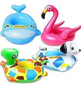 4 Pack Inflatable Pool Floats for Toddler Age 3-7 Animal Swim Tube Rings for Kids Infant Baby Rid...