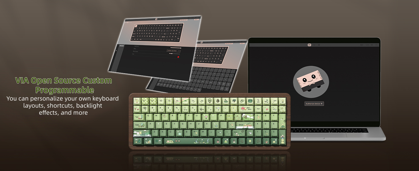98% Wood Creamy Keyboard with Number Pad, Wireless Frog Keyboard Mechanical Gaming Keyboard