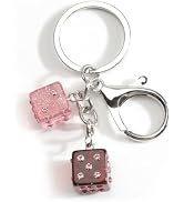 Dice Keychain Womens Bling Sparkling Rhinestones Luck Charm Accessory for Women Gamers Gift Idea ...