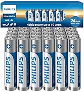 Philips AAA Batteries 24 Pack, 1.5v Ultra Alkaline Triple A. Batteries, 10-Year Shelf Life, Ultim...