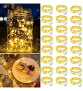 chzk 24 Pack Warm White Fairy Lights Battery Operated, 7ft 20 LED Mini String Twinkle Lights for ...