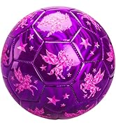 INPODAK Toddler Soccer Ball Size 3 Cartoon Unicorn Pink Ball for Kids 2-8 with Pump, Mesh Bag and...