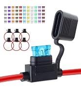 6 Pack Inline Fuse Holder 12V, Upgraded 12 AWG Waterproof Fuse Holder with 66 Pcs Standard Car Fu...