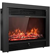 Giantex 28.5" Electric Fireplace Insert, Wall Recessed/Mounted, Freestanding Fireplace with Remot...
