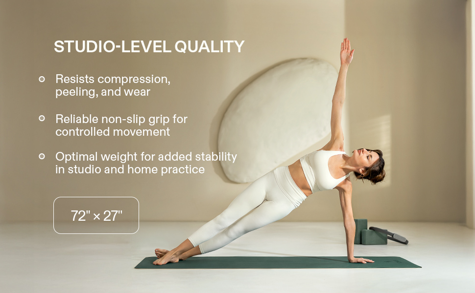 Premium non slip yoga mat natural rubber with studio level grip extra wide for yoga pilates