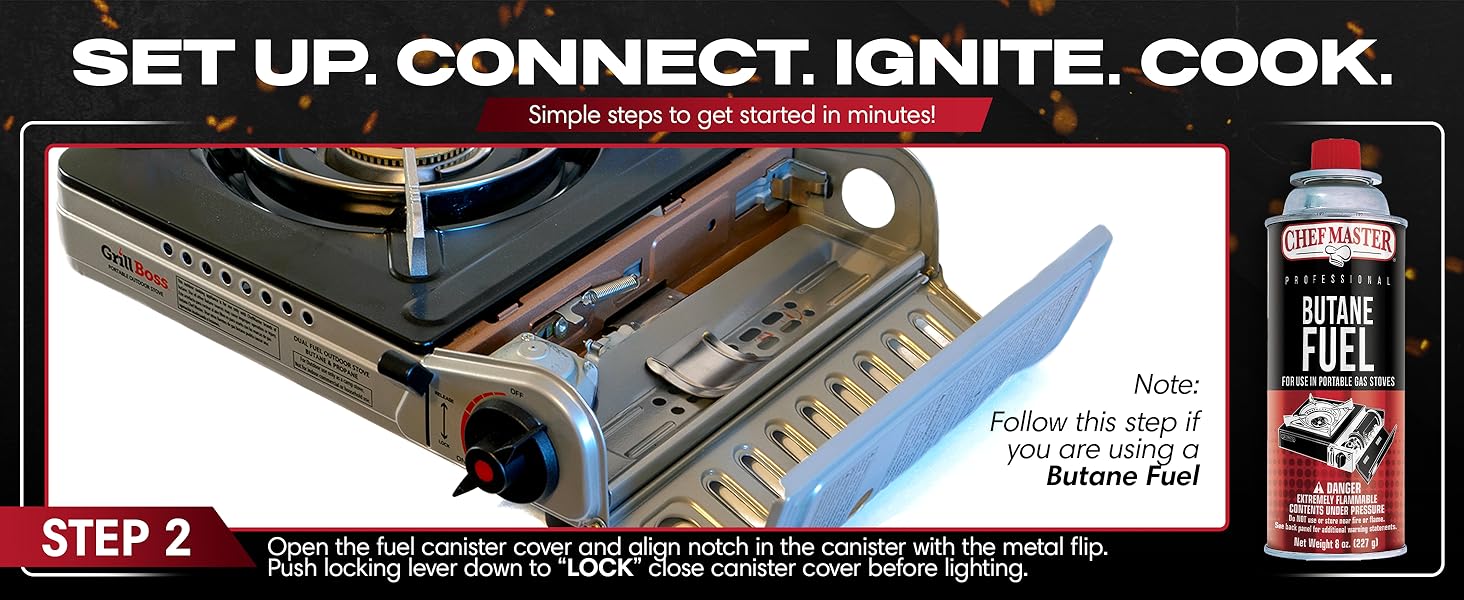 Grill Boss Dual Fuel Portable Stove, Dual Fuel Butane &amp;amp; Propane Stoves