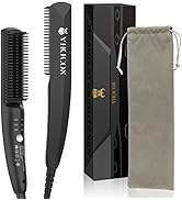 VIKICON Ionic Heated Straightener Brush for Men: Upgrade Beard and Hair Straightening Comb with 3...