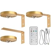 L LOHAS LED Gold Wireless Picture Lights for Wall, 3 Pack Magnetic Rechargeable 1200mAh Battery O...