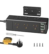 Kungfuking Under Desk Power Strip Mountable, 13 in 1 Adhesive Desk Edge Mount 1700J Surge Protect...