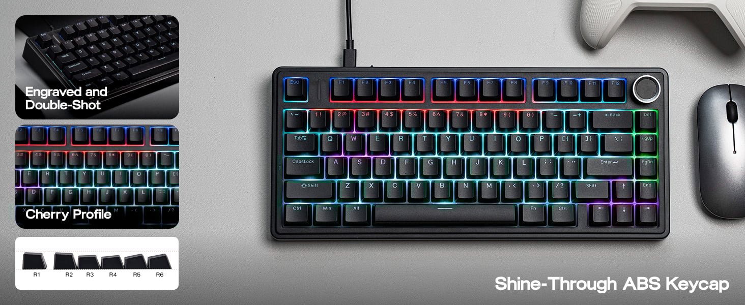 75% Gaming Keyboard with Knob