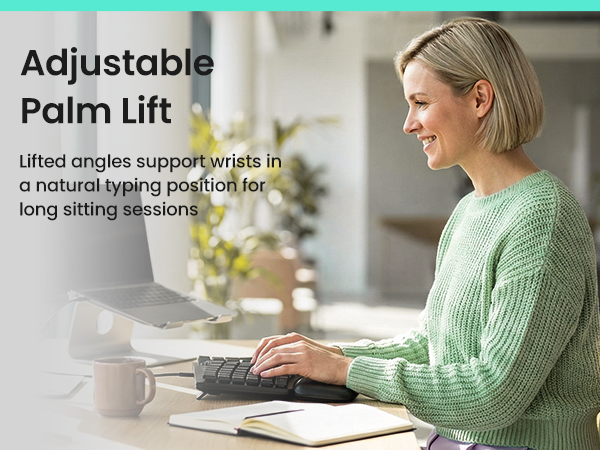 Ergonomic Keyboard Wired Split Design Palm Rest Volcano Keycaps Natural Typing Type C USB Plug