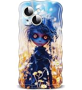 ETPESOK Compatible with iPhone 14 Plus Case/iPhone 15 Plus Case Glossy Portrait with Flower Patte...