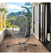 LEVELEVE Egg Chair with Stand,Patio Rattan Wicker Hanging Swing Egg Chair Hammock Chair for Bedro...