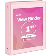SUNEE 3 Ring Binder 1 Inch 1 Pack, Clear View Binder Three Ring PVC-Free (Fit 8.5x11 Inches) for ...
