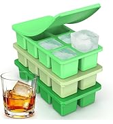 Large Silicone Ice Cube Trays with Lids, ZDPMK 3 Pack Large Whiskey Ice Cube Molds, Easy-Release ...
