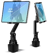 Cup Holder Car Tablet Mount for Truck, 360° Adjustable 15" Long 2-Arm Stand Holder for iPad Pro 1...