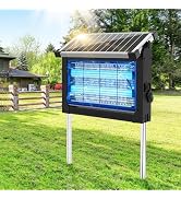 Solar Bug Zapper Outdoor Waterproof, 4500V High Power Cordless Mosquito Zapper with Smart Light S...