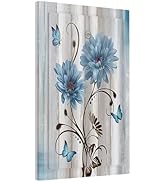 Rustic Floral Blue Daisy on Country Wood 1 Gang Light Switch Cover No Device Wall Plate Decorativ...