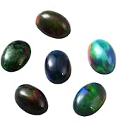 PH PandaHall 6PCS Pure Opalite Cabochon Flat Back Gemstone Jewelry Base for Earring Bracelet Ring...