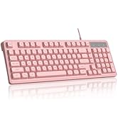 MageGee 96% Pink Wired Gaming Keyboard, 98 Keys RGB Backlit Quiet Office Keyboard, Ergonomic USB ...