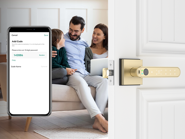 smart bedroom lock gold