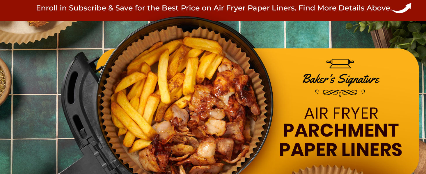 Circular air fryer liners designed to fit round baskets for cleaner everyday cooking.