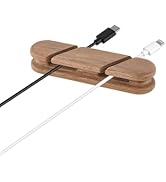TFZUJDS Solid Walnut Cable Holder &amp; Cord Organizer, Adhesive Cable Clips for Desk, Under Desk, Wa...