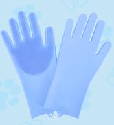 NVNAN Dog &amp; Cat Grooming Gloves with High-Density Silicone Teeth | Heat-Resistant Bathing Gloves ...