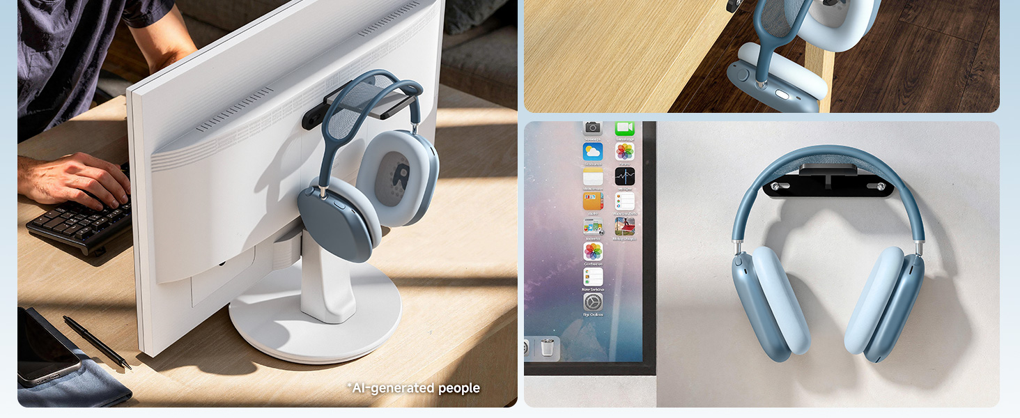 headphone holder behind monitor