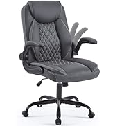 YFO Leather Office Chair, Ergonomic Home Office Desk Chair, Back Support Swivel Executive Office ...