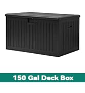 YITAHOME 150 Gallon Large Deck Box with Side Handles, Outdoor Double-Wall Storage for Patio Furni...