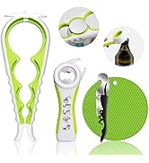 Jar Opener for Weak Hands, Seniors with Arthritis, 5 in 1 Multi Function Bottle Opener Lid Opener...