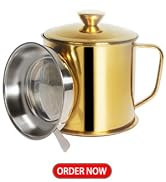 Larger Capacity Bacon Grease Container with Fine Mesh Strainer