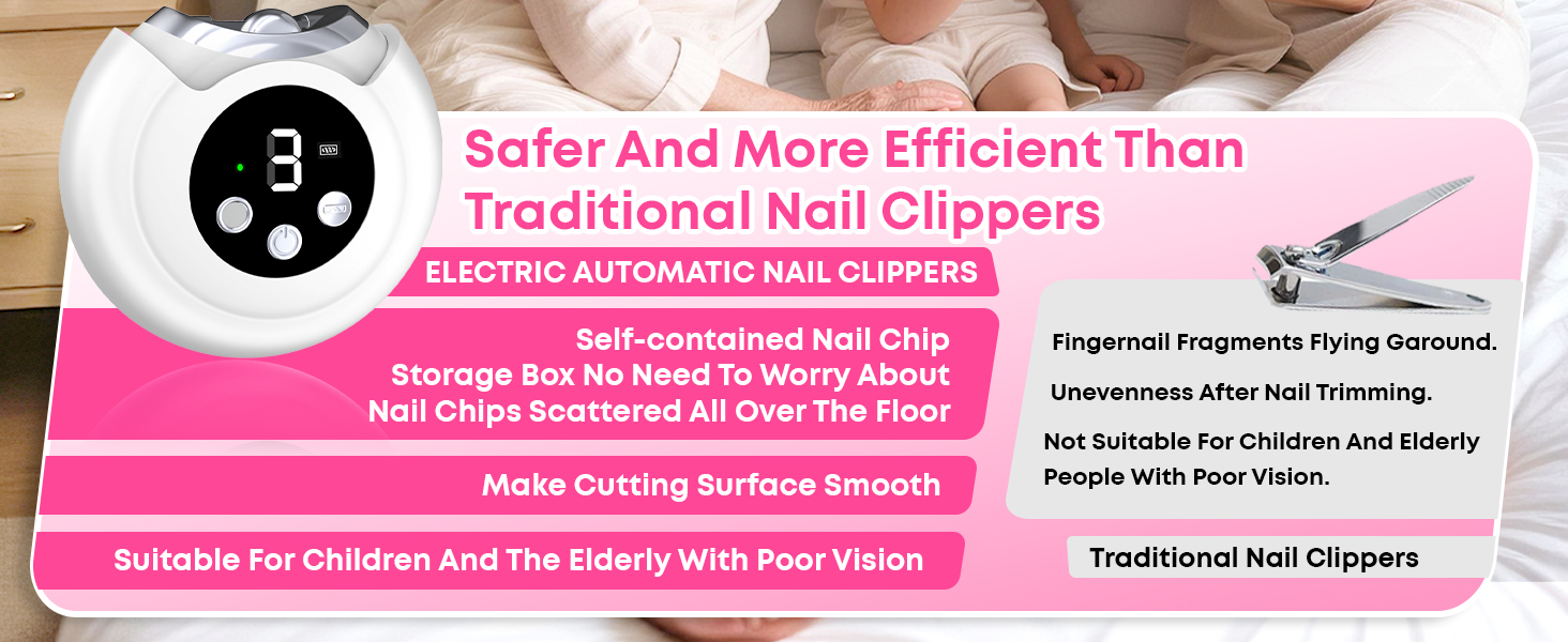 Electric Nail Clipper &amp;amp; Trimmer - 3-in-1 Automatic Nail Clippers for Seniors